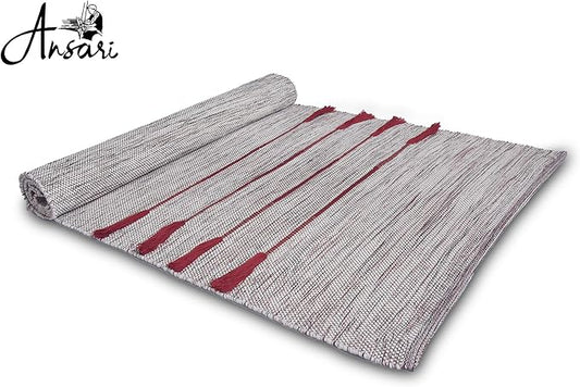 Craftyansari Handwoven Cotton Yoga Mat, Natural, 72 x 24 Inches, Fair Trade, Soft Absorbent Surface for Exercise, Workout, Meditation