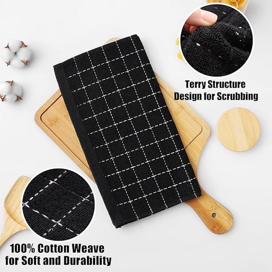 Homaxy 100% Cotton Terry Kitchen Dish Cloths, Ultra Soft and Absorbent Dish Towels for Kitchen, Suitable for Drying and Washing Dishes, 6 Pack, 12 x 12 Inches, Multiple Colour