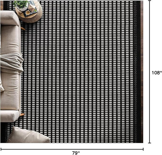 Beverly Rug Micro Loop Area Rug Black/White 6x9 Geometric Modern Luxury Zebra Durable Soft Indoor Rugs for Living Dining Room Office Stain Resistant Non Shedding Casual Indoor Carpet 6 x 9