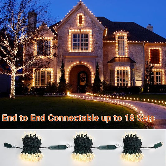 Brizled Gentle Twinkle Christmas Lights, 33ft 100 LED Christmas String Lights, 120V Warm White Xmas Tree Light Connectable Indoor Outdoor Twinkle Xmas Light for Tree Home Holiday Party Wedding Decor