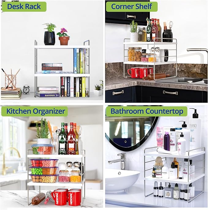 YAN & HIN 3-Tier Pantry Cabinet Organizers and Storage Adjustable Height and Expandable Kitchen Plastic Wrap Organizer Sturdy Aluminum Foil Countertop For Cupboard Multi-Purpose Use