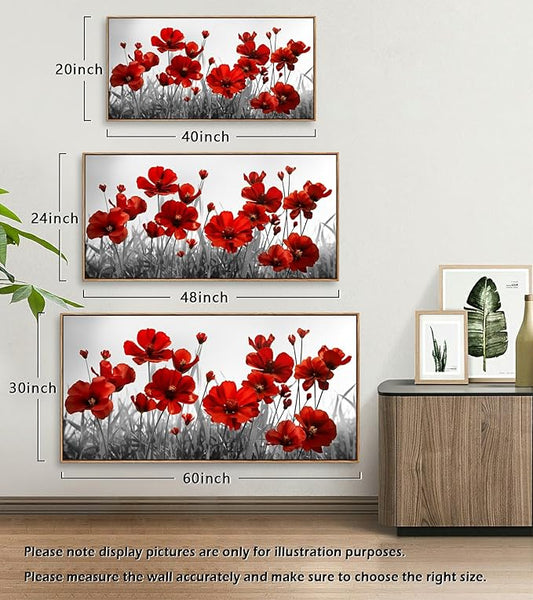 YYYYHPP WKYP2375 Canvas Wall art Black and White Plant Red Flower Canvas Print Wall Art Painting for Living Room Bedroom Kitchen Home and Office Wall Decor