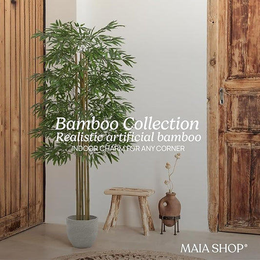 Maia Shop 71in Artificial Bamboo Tree Plant for House, Apartment or Office – Realistic Fake Indoor Plants for Living Room, Bedroom, Bathroom, Entryway or Patio – Faux Greenery for Home Décor