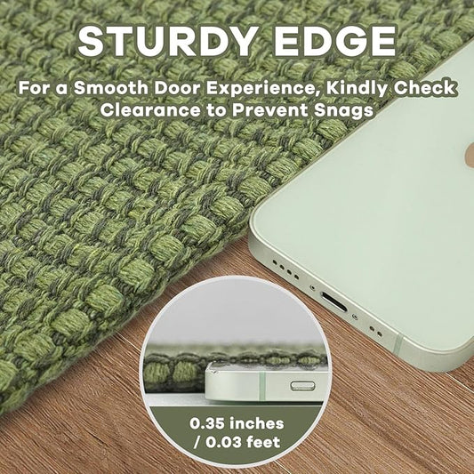 EARTHALL Woven Runner Rug 2x5 Ft Washable Runners for Hallways Cotton Non Slip Rubber Backed Kitchen Runner Braided Indoor Floor Carpet for Entryway, Hallway, Kitchen, Bedroom, Green