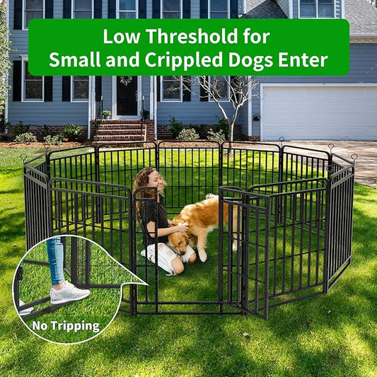 Dog Playpen Outdoor 32 Piece Panels Heavy Duty Dog Fence 40" Height with Thick Pipe Anti-Rust with Doors Portable for RV Camping Yard, Total 71FT, 406 Sq.ft, Snowy Black