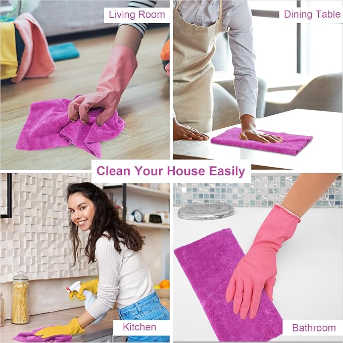 Shimeyao 30 Pcs 16 x 16 Inch Edgeless Microfiber Plush Towels for Cars Detailing Drying Wash Polishing Absorbent Cleaning Cloths, 500 GSM (16 x 16 Inch, Purple, 30 Pcs)