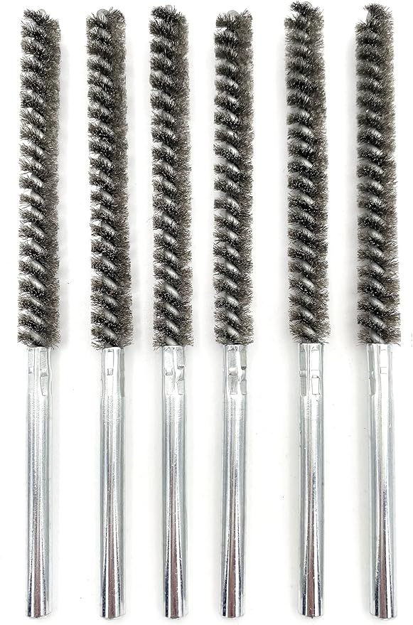6pcs Pipe Cleaning Brush Set Stainless Steel Bristles, Stainless Steel Pipe Brush for Auto Parts,Tubes, Etc. (2/5"(10mm))