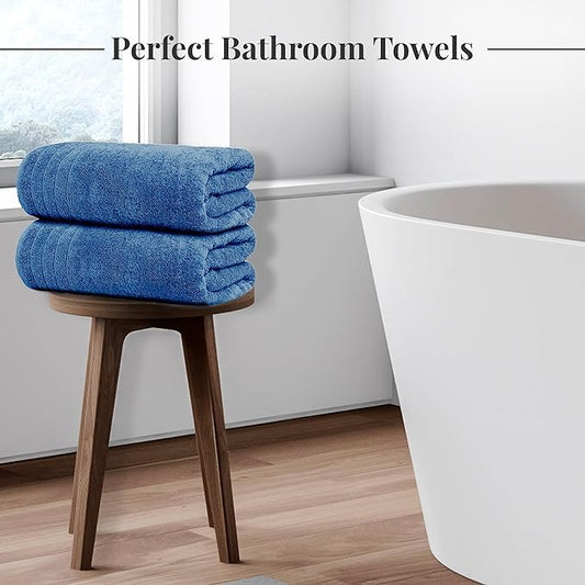 Tens Towels Pack of 8 Towels Set, 2 Extra Large Bath, 2 Hand, 4 Washcloths, 100% Cotton, Lighter Weight, Quicker to Dry, Super Absorbent, Perfect for Bathroom, Blue