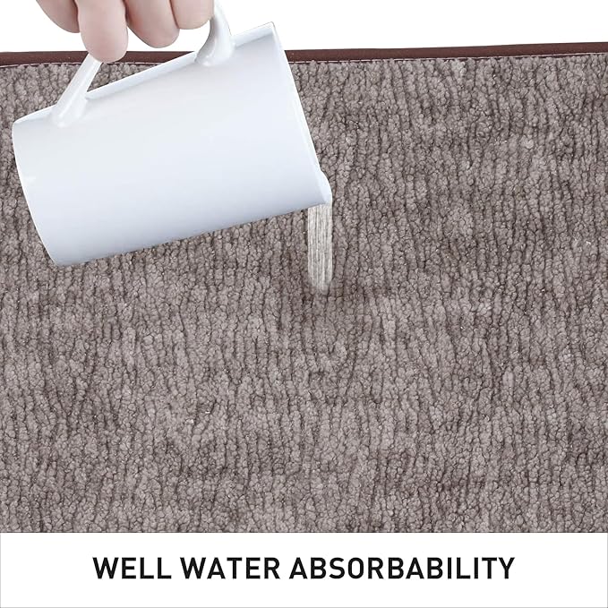 Bath Mats 30x20 Non-Slip Absorbent Bathroom Rug, Quick Dry Machine Washable Shower Tub Mat with Rubber Backing, Soft Floor Carpet for Bathroom Decor Bark Brown