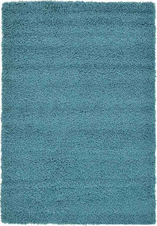 Unique Loom Solid Shag Collection Area Rug (4' 1" x 6' 1" Rectangle, Deep Aqua Blue)