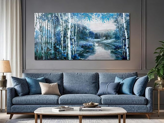 Arjun Tree Wall Art Canvas for Living Room Landscape Picture Nature Forest Painting Bedroom, Large Artwork Textured Framed Home Office Wall Décor 48"x24"