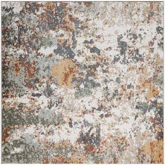 Keen Home Design Area Rugs - 5ft Round Non-Shedding, Abstract Rugs for Kitchen, Living Room, Bedroom, Dining Room, Entryway - Size: 5'3" Square, Multi
