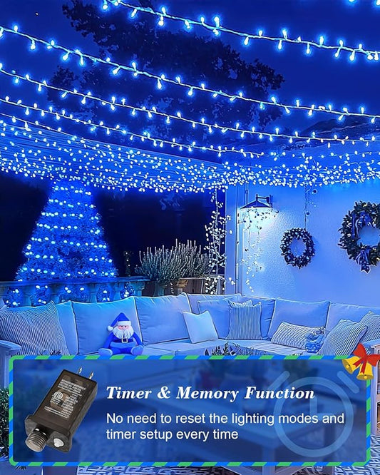 355FT 900 LED Christmas Lights, Extra Long Outdoor String Lights Waterproof, Timer & Memory, 8 Modes Dimmable Plug in Fairy Lights for Outside Tree Wedding Patry Holiday Decorations, Blue