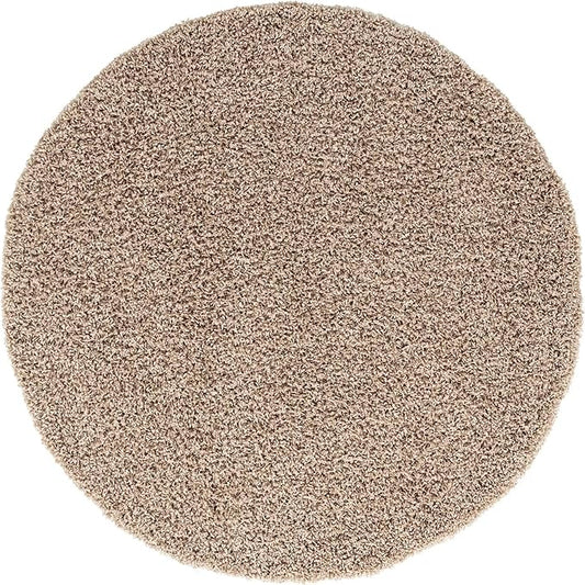Unique Loom Solid Shag Collection Area Rug (5' 3" Round, Taupe)