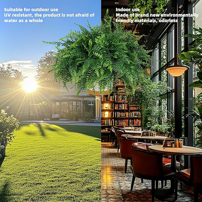 QIANYUN Fake Outdoor Plants-30inch Artificial Ferns UV Resistant Fake Ferns for Bedroom Living Room Garden Outdoor Indoor Decor- Including Planters (Green-03)