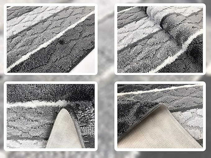 Custom Cut Hallway Runner Rug, Slip Resistant, 31 Inch Wide X Your Choice of Length, Damask Anthracite, 31 Inch X 3 feet, Doormat