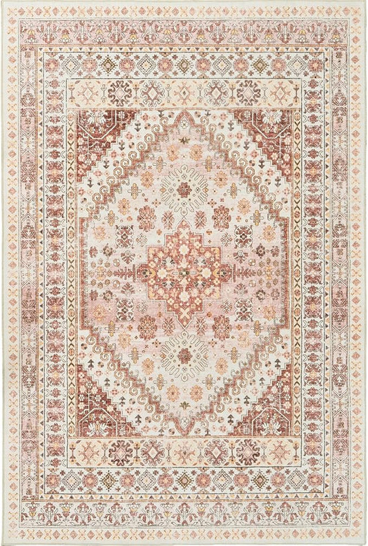 zesthome 5x7 Area Rugs - Ultra-Thin Washble Rug, Stain Resistant Anti Slip Backing Rugs for Living Room,Bedroom, Vintage Home Decor Area Rug