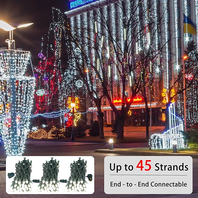 25ft 50 Counts White LED Christmas Lights - Commercial Grade Outdoor Waterproof, 5mm Wide Angle Green Wire, Xmas Tree Light, IP65, UL, JK5665