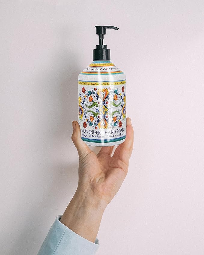 Perugia Italian Deruta Hand Soap - 21.5 fl oz Bottles - 8 pack - Lavendar, Sweet Orange, Lemon Verbana, and Olive Thyme