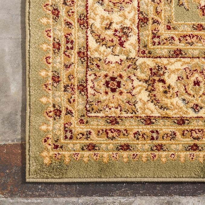 Rugs.com Aditi Collection Rug – 3' 3 x 5' 3 Green Low Rug Perfect for Living Rooms, Large Dining Rooms, Open Floorplans
