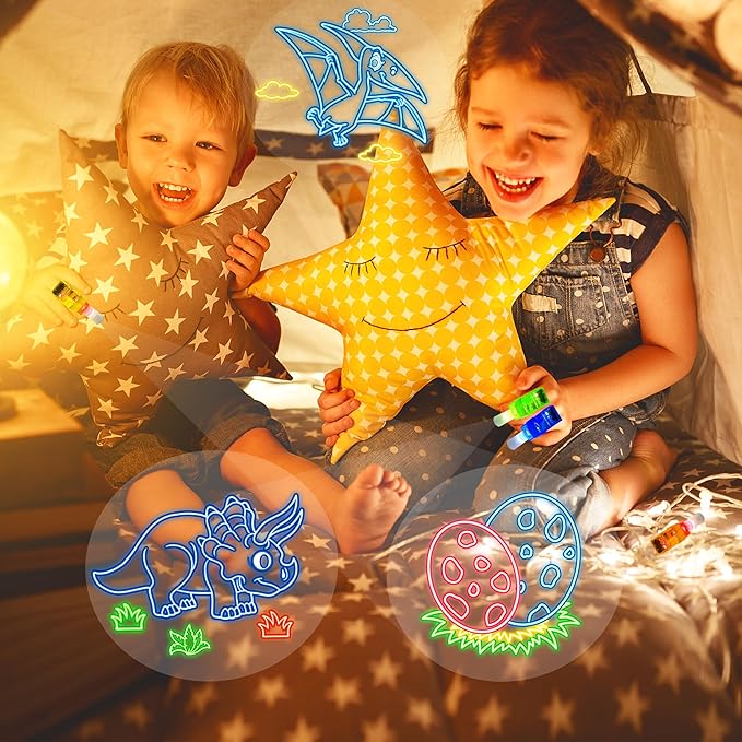 24PCS Dinosaur Neon Party Favors-LED Finger Lights: Dino Birthday Glow in the Dark Toys Bulk for Kids Boys Girls,Dinosaur Party Decorations Supplies Goodie Bags Stuffers, Classroom Prizes, Fun Gifts