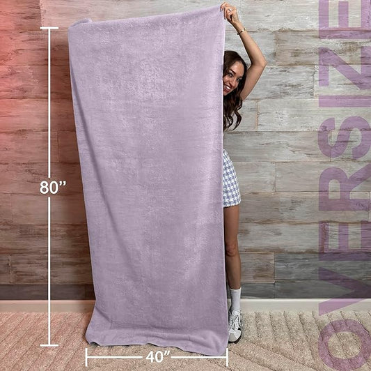 TEXTILOM 100% Turkish Cotton Oversized Luxury Bath Sheets, Jumbo & Extra Large Bath Towels Sheet for Bathroom and Shower with Maximum Softness & Absorbent (40 x 80 inches)- Lilac