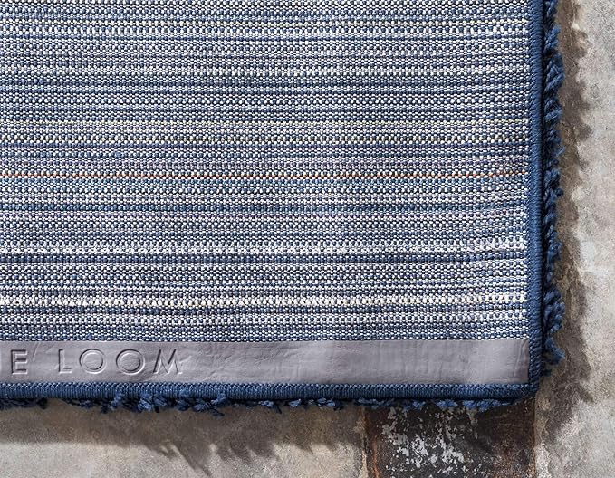 Unique Loom Solid Shag Collection Area Rug (2' 6" x 16' 5" Runner, Sapphire Blue/ Navy Blue)