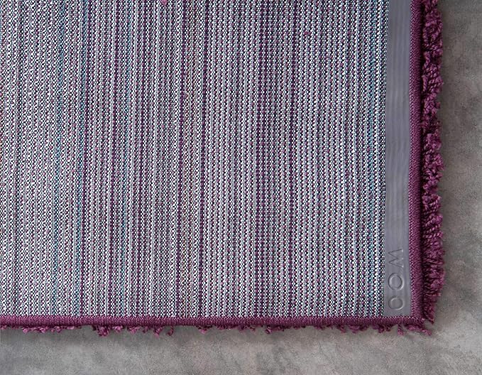 Unique Loom Solid Shag Collection Area Rug (2' 6" x 13' 1" Runner, Eggplant Purple)