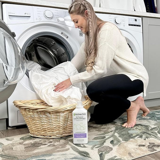 Heritage Park Luxury Laundry Detergent | Dermatologist Tested Plant based Natural & Enzyme Laundry Detergent | Sensitive Skin Friendly - Lavender Mist (32 fl oz)