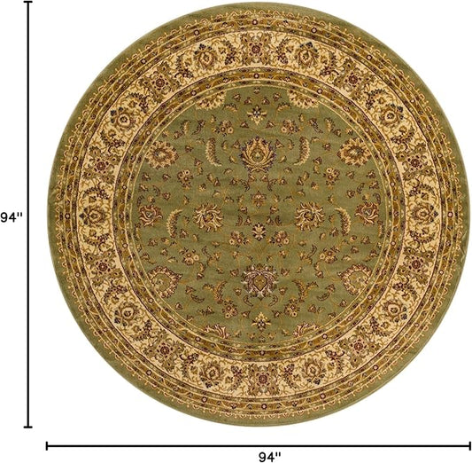 Rugs.com Aditi Collection Rug – 7' 10 Round Green Low Rug Perfect for Kitchens, Dining Rooms