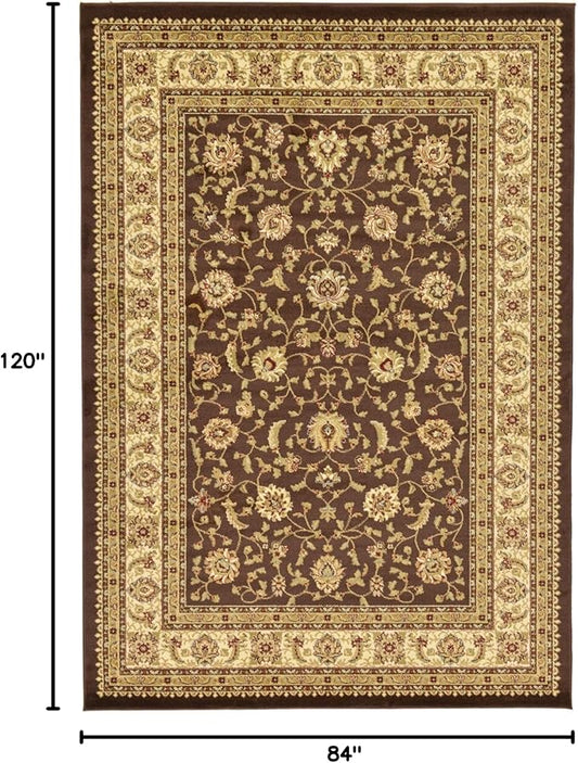 Rugs.com Aditi Collection Rug – 7' x 10' Brown Low Rug Perfect for Living Rooms, Large Dining Rooms, Open Floorplans