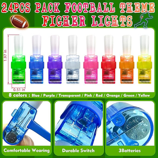 24PCS Football Party Favors-LED Finger Lights:Glow-in-the-Dark Light-Up Toys Bulk for Kids,Football Theme Birthday Party Decorations Supplies,Goodie Bags Stuffers, Classroom Prizes, Fun Gifts