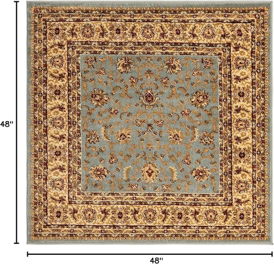 Rugs.com Aditi Collection Rug – 4' Square Light Blue Low Rug Perfect for Living Rooms, Kitchens, Entryways