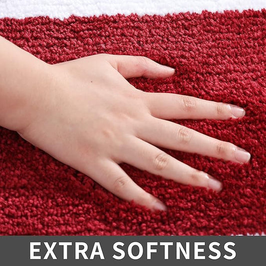 COSY HOMEER Extra Thick Bath Rugs - Anti-Slip Bath Linen Sets Mats Soft Plush 100% Strong Polyester Mat Living Room Bathroom Floor Water Absorbent(Red,24x36 - Inches)