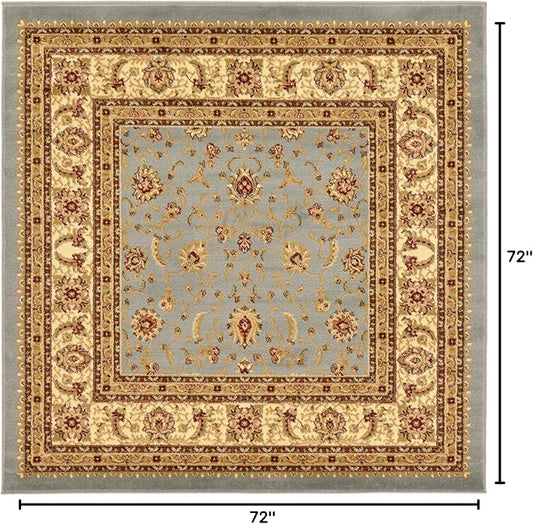 Rugs.com Aditi Collection Rug – 6' Square Light Blue Low Rug Perfect for Living Rooms, Kitchens, Entryways