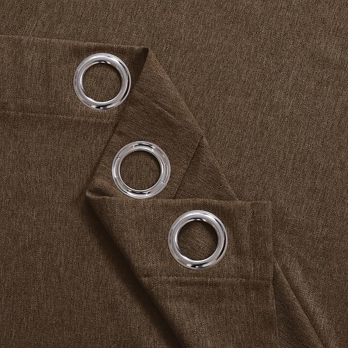 BGment Brown Linen Curtains 78 Inch Length for Living Room Windows, Light Filtering Fall Drapes Chocolate Burlap with Grommet Privacy Non See Through for Bedroom, 2 Panels Set, Each 52 Inch Wide