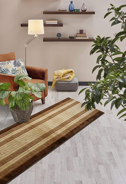 Custom Size Path Hallway Runner Rug Slip Resistant, 26 Inch Wide x Your Choice of Length Size, Brown, 26 Inch X 17 Feet, Sold and Priced Per Foot