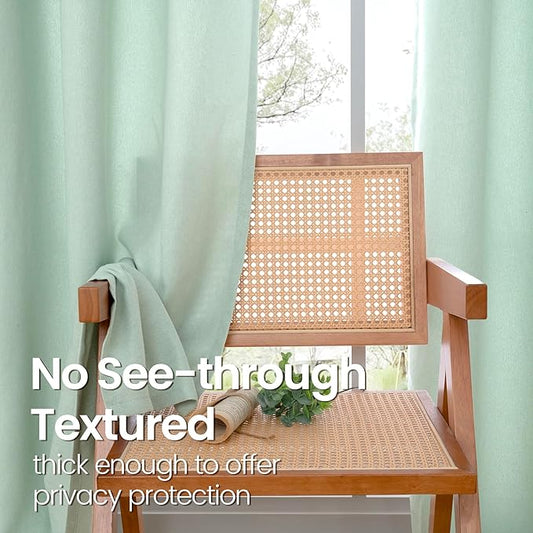 BGment Sage Green Linen Curtains 63 Inch Length 2 Panels Set No See Through, Grommet Light Filtering Textured Drapes Privacy for Bedroom Living Room Farmhouse Spring Decor, Each 52 Inch Wide