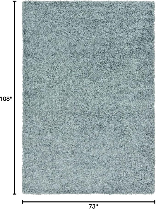 Unique Loom Solid Shag Collection Area Rug (6' 1" x 9' Rectangle, Light Slate Blue)