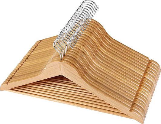 Utopia Home Premium Wooden Hangers 80 Pack - Durable & Slim Coat Hanger - Suit Hanger with 360-Degree Rotatable Hook - Wood Hangers with Shoulder Grooves (Natural Color)