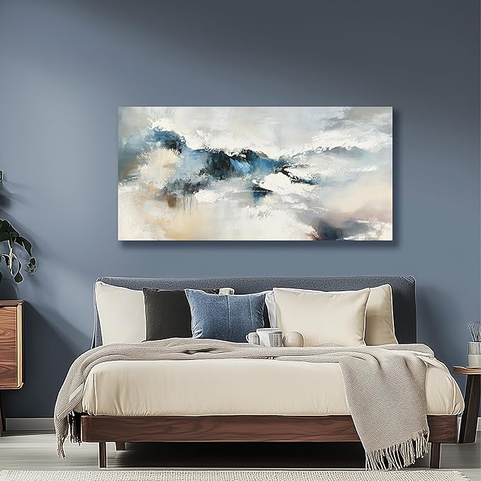Yuaxker Abstract Canvas Wall Art Blue Wall Decor Wall Prints Aesthetic Unique Artwork for Living Room Bedroom Dining Room Office Home Decor 20x40 Inch