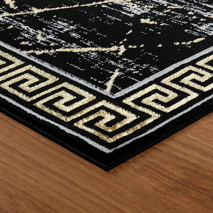 GLORY RUGS Area Rugs Marble 2x3 Black Gold Carpet Modern Abstract Rug Living Room Dining Bedroom Rug