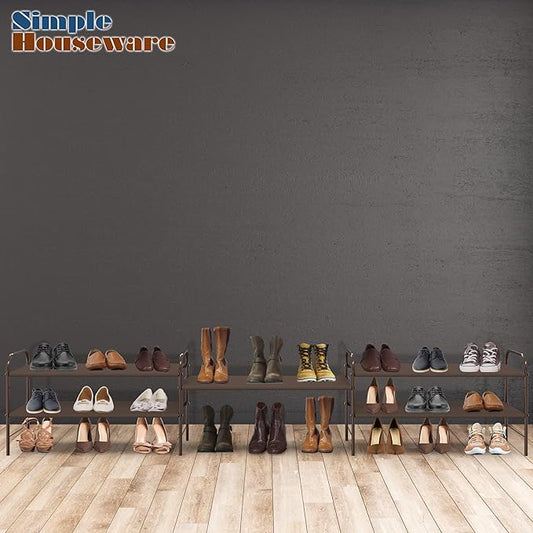 Simple Houseware 2-Tier Shoe Rack Storage Organizer, Bronze