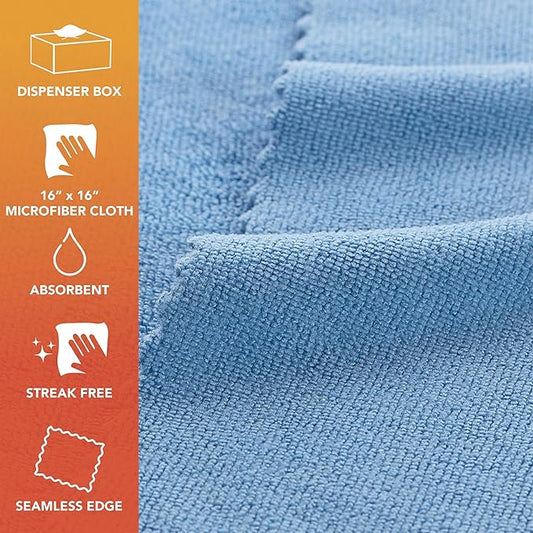 Arkwright Smart Rags in Box - (Bulk Case of 400) Lint Free, Large Microfiber Cleaning Cloth, Scratch & Streak-Free, Dispensable Wash Towels for Cars, Kitchen, and Window Glass, 16 x 16 in, Blue