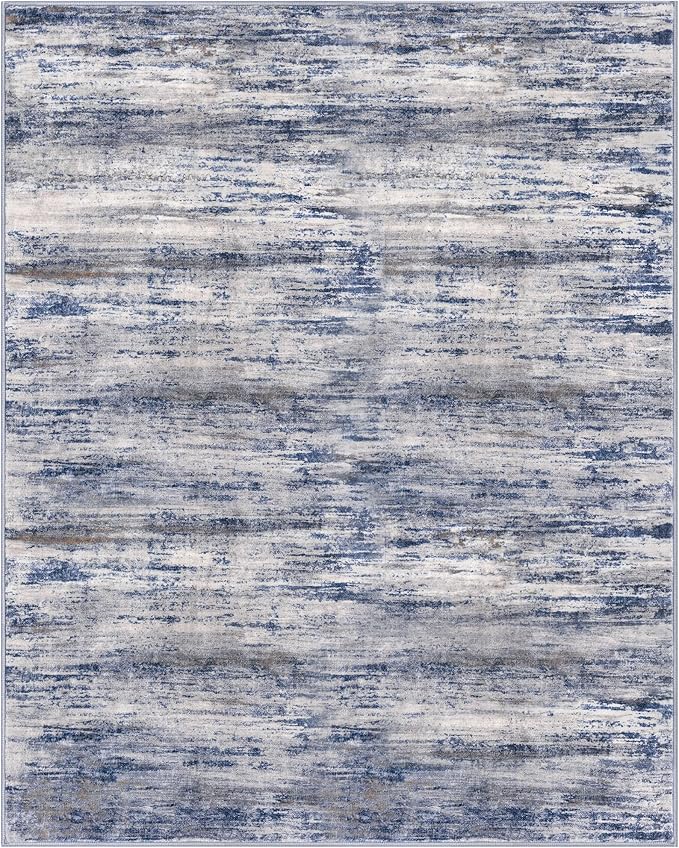 KOZYFLY 4x6 Area Rug Modern Ombre Washable Rugs for Bedroom Non-Slip Soft Striped Living Room Rugs, Print Grey-Blue Abstract Carpet for Laundry Nursery