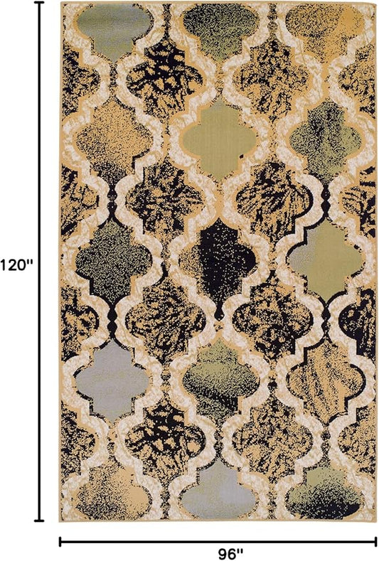 Superior Indoor Large Area Rug, Jute Backed, Perfect for Living/ Dining Room, Bedroom, Office, Kitchen, Entryway, Modern Geometric Trellis Floor Decor, Viking Collection, 8' x 10', Multi-Colored