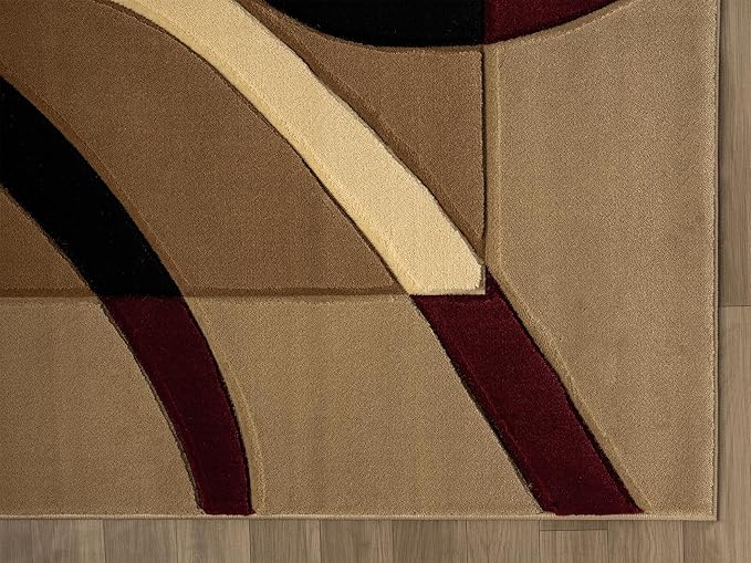 Ultra Soft Area Rug Hand Carved - Modern Abstract Design for Indoor Living Room & Bedroom - Stain Resistant, Easy to Clean - (2'7''x7, Canvas)