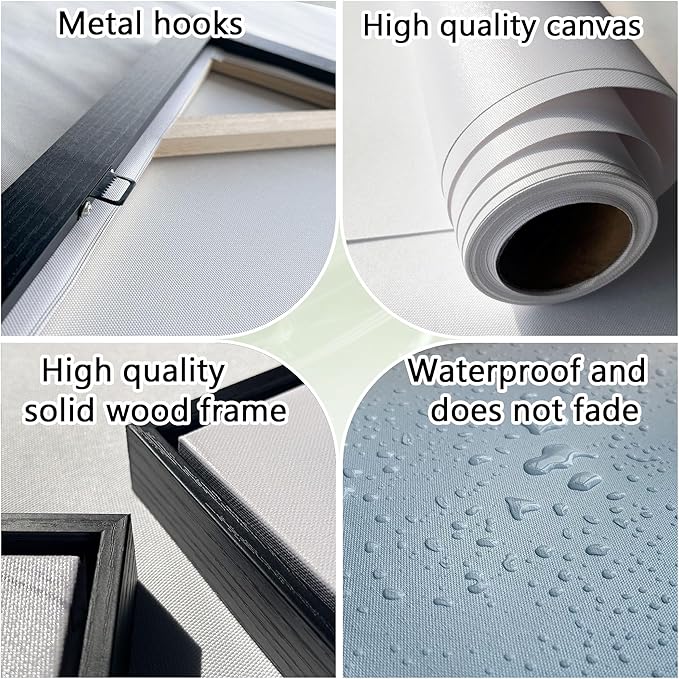 QZQCBLC Green Forest Wall Art, White Waterfall Nature Canvas Pictures Modern Valley Stone River Landscape Paintings Artwork for Living room Bedroom kitchen Home Office Decor 20x40 IN