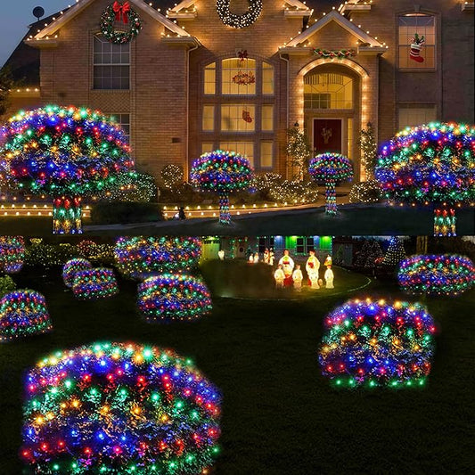 WBao Christmas Lights Outdoor, 360LED 11.5ft x 6.9ft Net Lights with 8 Modes, Timer, UL Certified, End to End Connectable, Waterproof for Lawn, Bushes, Trees Outdoor Christmas Decorations, Multicolor