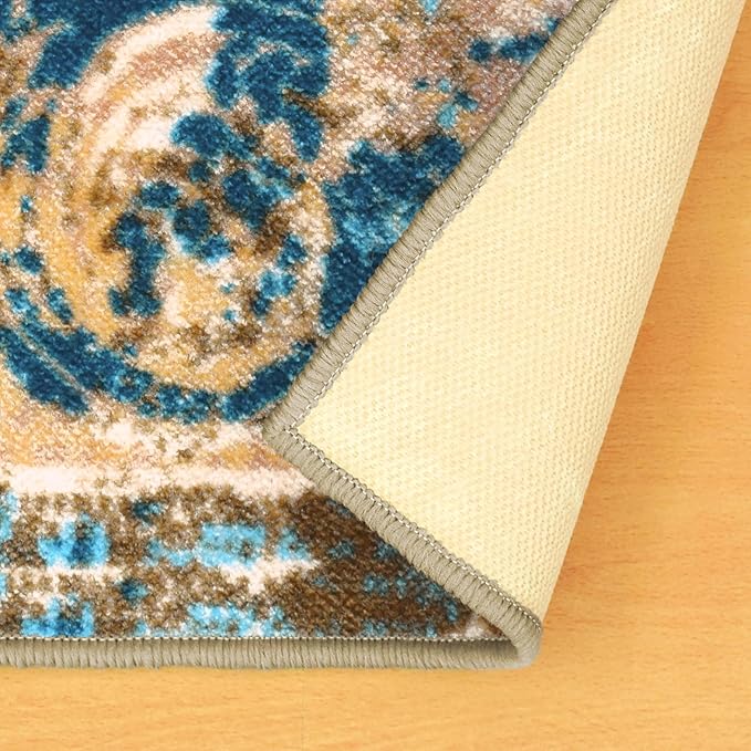 Superior Indoor Non-Slip Area Rug, Modern Overdyed Machine Washable Rugs, Home Floor Decor for Entryway, Office, Bedroom, Living/Dining, Kitchen, Angeles Collection, Green-Beige, 6' x 9'